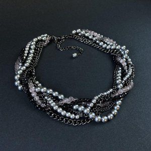 Vintage Premier Designs Pearl Woven Necklace